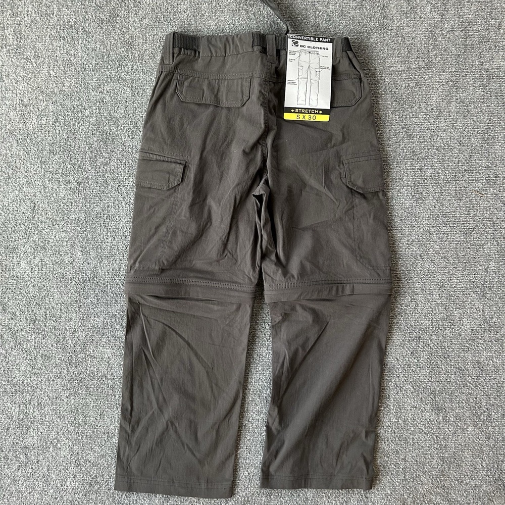 BC Clothing Pants Men 32 X 24 Short Convertible Cargo Shorts Grey New NWT Boys - Picture 2 of 11